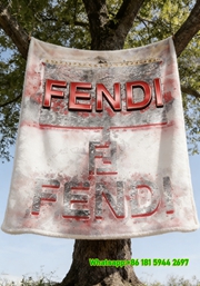 Fendi Vintage Watercolor FF Logo Flannel Sofa Throw Blanket Luxury Designer IMG_9357